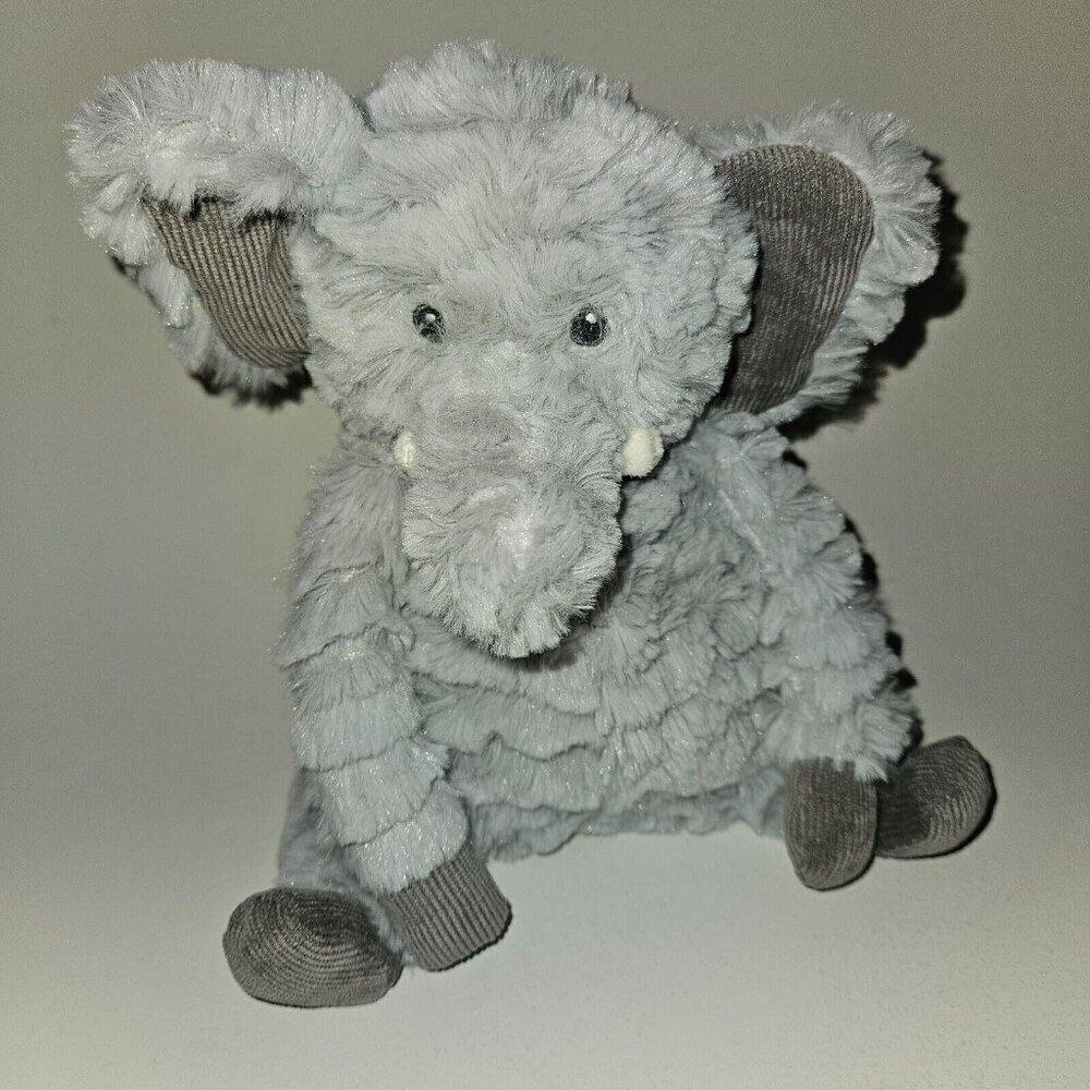First Impressions Gray Elephant Plush Lovey 8" Stuffed Animal Toy Ribbed Ears